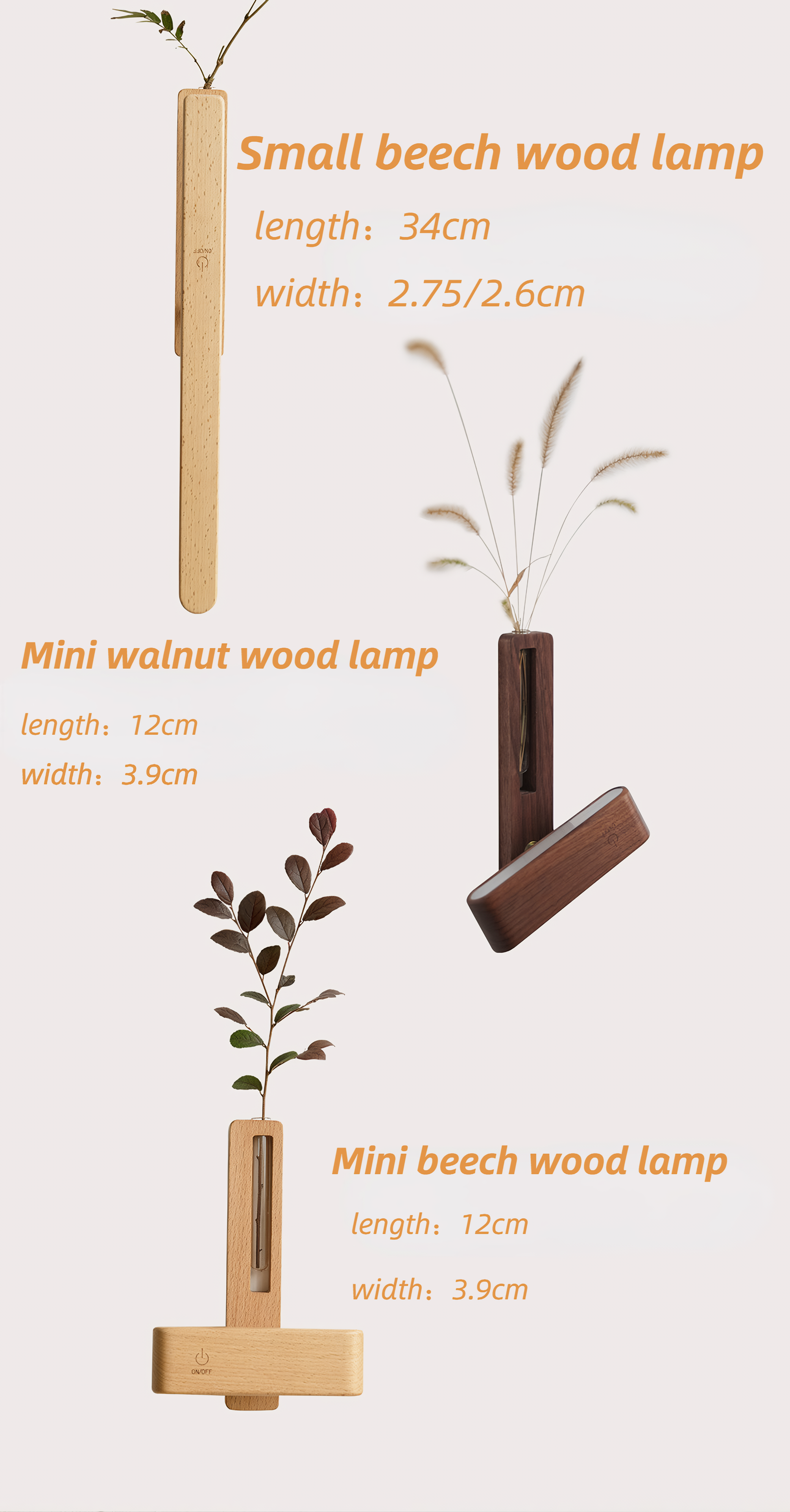 show the mini and small size wooden lamp